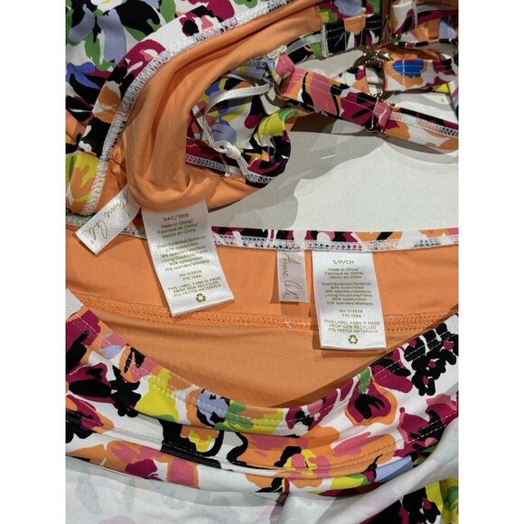 Anne Cole Sz S 34C Bikini Swimsuit Sun Blossom Swim Skirt Floral Retro Beach - Picture 6 of 6